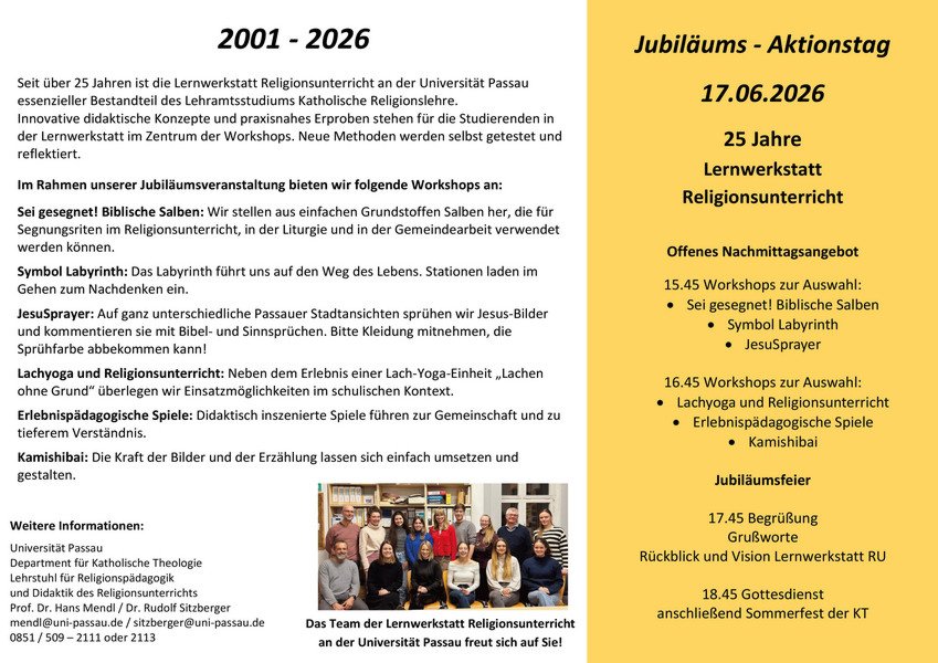 Seite 2 der Einladung zur Jubil&auml;umsfeier mit Programminformationen