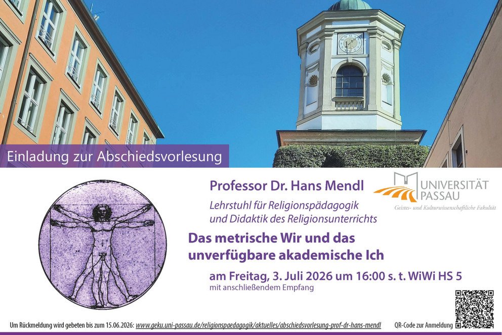 Einladung zur Abschiedsvorlesung Prof. Dr. Mendl