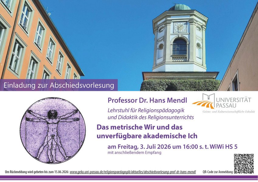 Einladung zur Abschiedsvorlesung Prof. Dr. Mendl