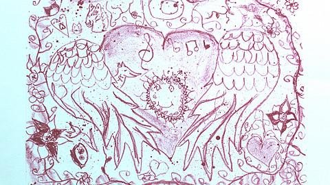 Lithographie Mein Herz und meine Seele